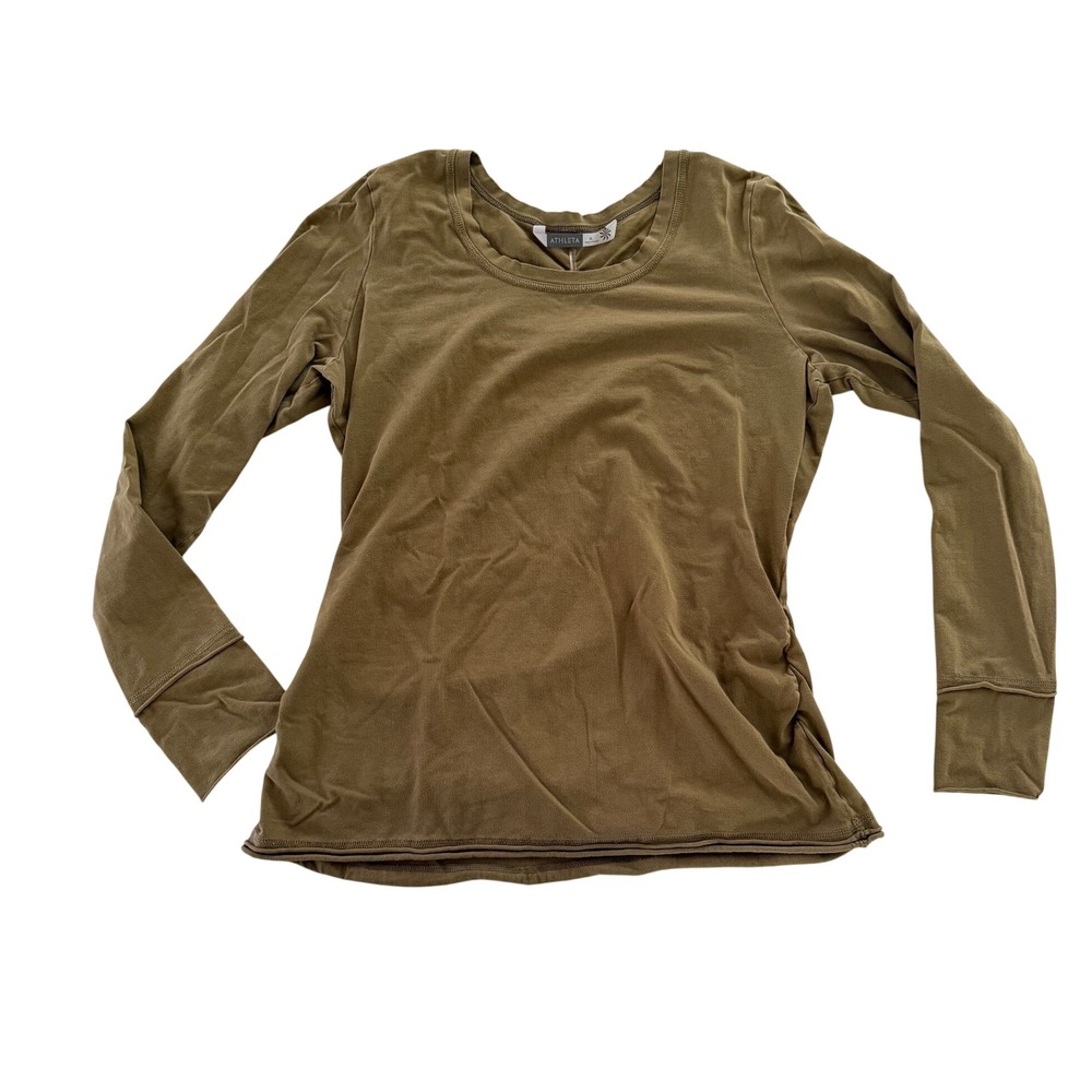 Athleta Olive Green Long Sleeve Crew Tee